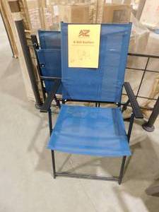 lot 694 image: Anmutig Metal Outdoor Dining Chairs Patio Folding Lawn Chair-Navy Blue (Set of 2)