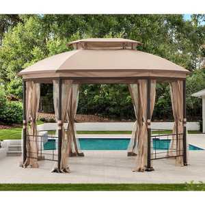 Hampton Bay Seagrove 12 ft. x 10 ft. Octagonal Steel Frame Gazebo with Tan Canopy