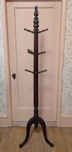 lot 56 image: Elegant Mahogany Coat Rack