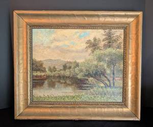 lot 59 image: Gilt Framed Original Scenic Oil Painting