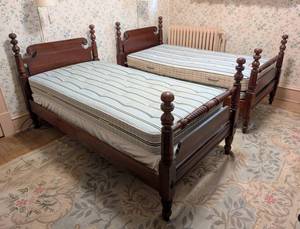 lot 10 image: Pair of Vintage Cherry Twin Bed Frames