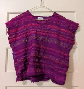 lot 72 image: Vintage Hand Woven Magenta Wool Sweater Vest