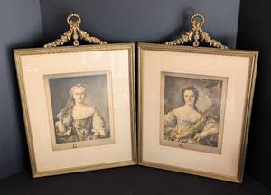 lot 101 image: Beautifully Framed Portrait Prints of Madam Sophie and Victoire of France