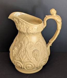 lot 103 image: Vintage Ridgway Pan & Bacchus Drabware Pitcher