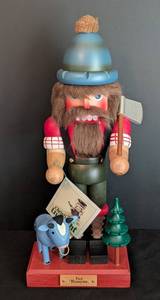 lot 128 image: Numbered Paul Bunyan Blue Ox Steinbach Nutcracker  Ulbricht Paul Bunyan and Babe the Blue Ox