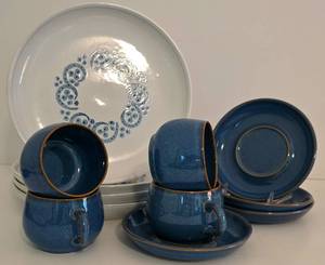 lot 207 image: 4 New English Denby Stoneware Blue Place Settings