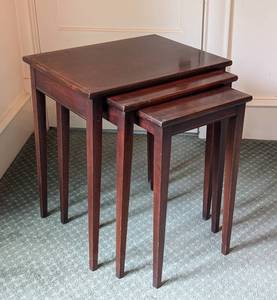lot 42 image: Vintage Brandt Mahogany Nesting Table Set