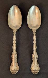 lot 43 image: Pair of Vintage Gorham Strasbourg Sterling Silver Serving Spoons