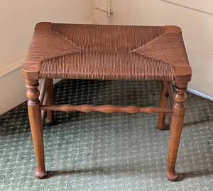 lot 35 image: Vintage Woven Top Wooden Stool