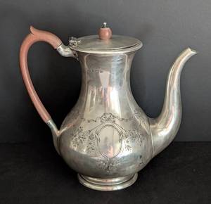 Antique English Antique Floral Pattern Sterling Silver Teapot / Vintage Elkington & Co Sterling Silver Teapot