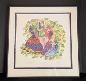lot 181 image: Framed Salmonberry Pickers Print by Barbara Lavallee