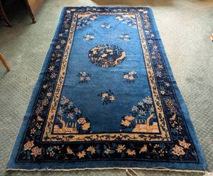 lot 182 image: Vintage Chinese Blue Wool Area Rug