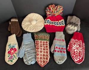 lot 169 image: Vintage Knit Hats and Mittens