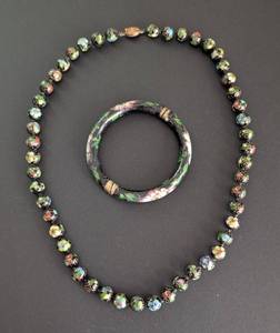 lot 214 image: Vintage Cloisonn Beaded Necklace and Bangle Bracelet
