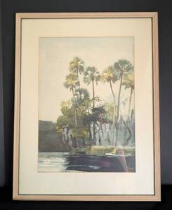 lot 233 image: Framed Homosassa River Watercolor Print by Winslow Homer