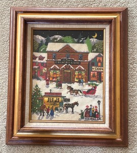 lot 252 image: Festive Vintage Framed Needlepoint