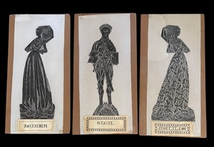 lot 253 image: Three Unframed Brass Rubbings Prints including a Framed Brass Rubbing of Lady Margaret Peyton