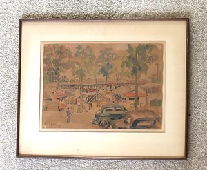 lot 332 image: State Fair Crowds Original Watercolor by Alice E. Hugy