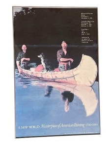 lot 364 image: Frederic Remington - Evening on a Canadian Lake Reproduction Oil Painting Framed Art Print  Poster