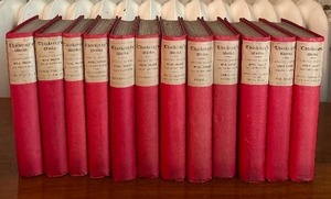 lot 360 image: Vintage The Works of Tobias Smollett - Shabby Red Cloth Bindings - Book Bundle in Twelve Volumes