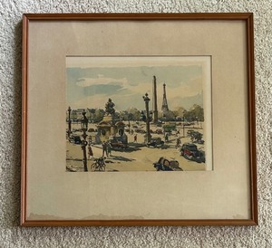 lot 297 image: Vintage French Framed Watercolor Painting - Mid 20th century Paris Street scene Signed by the French Artist Seguie
