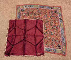 lot 245 image: Vintage Oscar de la Renta and Dior Silk Scarves