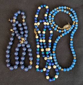 lot 322 image: Vintage Beaded Lapis and Stone Necklaces