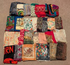 lot 327 image: Colorful Variety of Silk Scarves