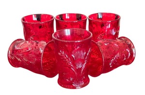 Set of 6 Vintage Mosser Inverted Thistle Pattern Glass Tumblers