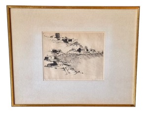 lot 45B image: Vintage Framed Etching Gerry Peirce Nogales Hillside