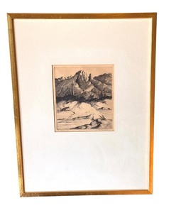 lot 36B image: Vintage Framed Etching, Signed and Numbered