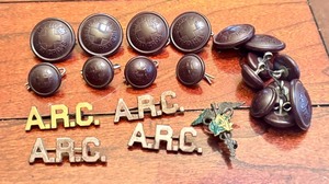 lot 395 image: WWII A.R.C Sterling Silver Pins and American Red Cross Button Set