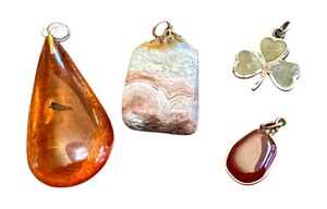 lot 397 image: Set of 4 Assorted Vintage Gemstone and Sterling Silver Pendants