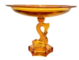 lot 12F image: Amber Glass Mid-Century Compote by Westmoreland