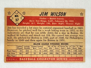 lot 97J image: Set of 3 Vintage Bowman Baseball Collector Cards Jim Wilson, Granny Hamner, and Harry Byrd