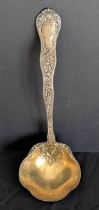 lot 362A image: Gorham Floral Sterling Silver Punch Bowl Ladle