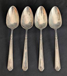 lot 7B image: Gorham Princess Patricia Sterling Silver Large Serving Spoon Set