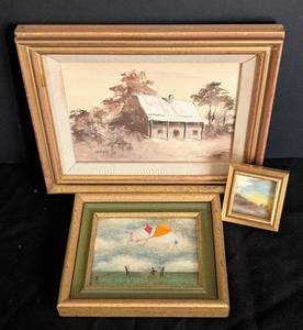 lot 450 image: Three Small Framed Oil Paintings