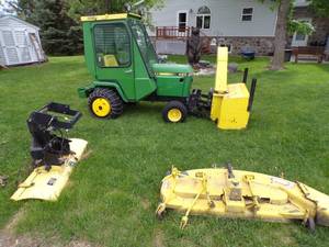 John Deere 420 Tractor, snowblower, mower, snow blade