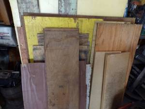 lot 52 image: 4 x 8 Sheet of Yellow Insulation and 4 x 8 Sheets of Plywood and assorted pieces