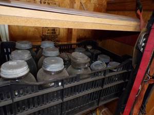 lot 102 image: Vintage Canning Jars, and other jars in totes