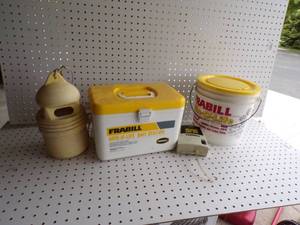 lot 105 image: Bait box with Aerator, Minnow buckets
