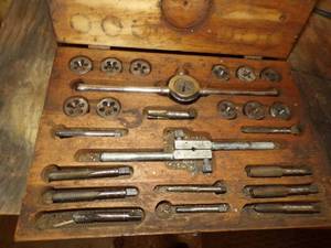 lot 194 image: Vintage Tap and Die Set in Wood Case
