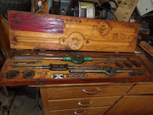 lot 195 image: Vintage Large Tap and Die Set in Wood Case