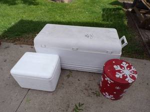 lot 236 image: Big Igloo Cooler, Snow Flake Can and Styrofoam Cooler