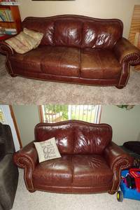 lot 374 image: Brown Couch and Loveseat