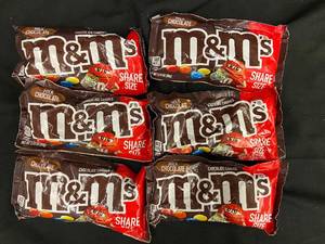 lot 11 image: BB1 - Set of 6 Milk Chocolate M&Ms Share Size Bags