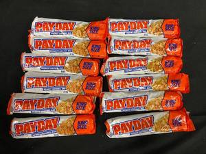 lot 21 image: GG1 - Lot of 13 Payday King Size Peanut Caramel Bars