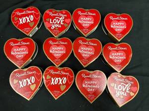 lot 39 image: WW1 - Lot of 12 Russell Stover Heart-Shaped Valentine Chocolate Boxes