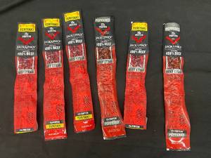 lot 60 image: BB2 - Collection of 6 Jack Links Beef Steak Sticks - Teriyaki and Peppered